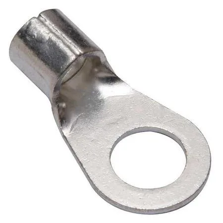 Copper compression lug, tin finish, one-hole long barrel, half-inch stud