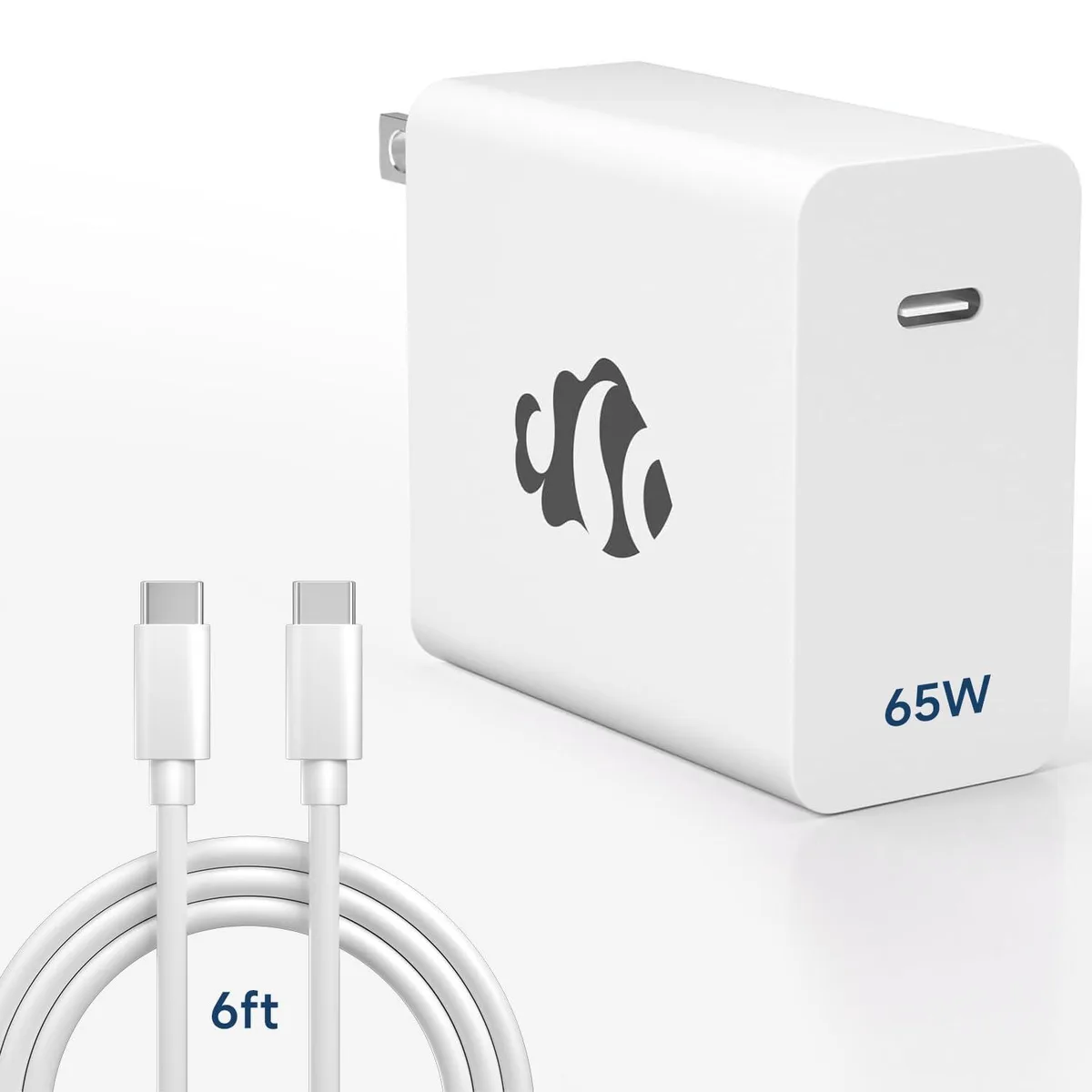  65W GaN USB-C Charger PD 3.0 6.6ft Cable — product photo