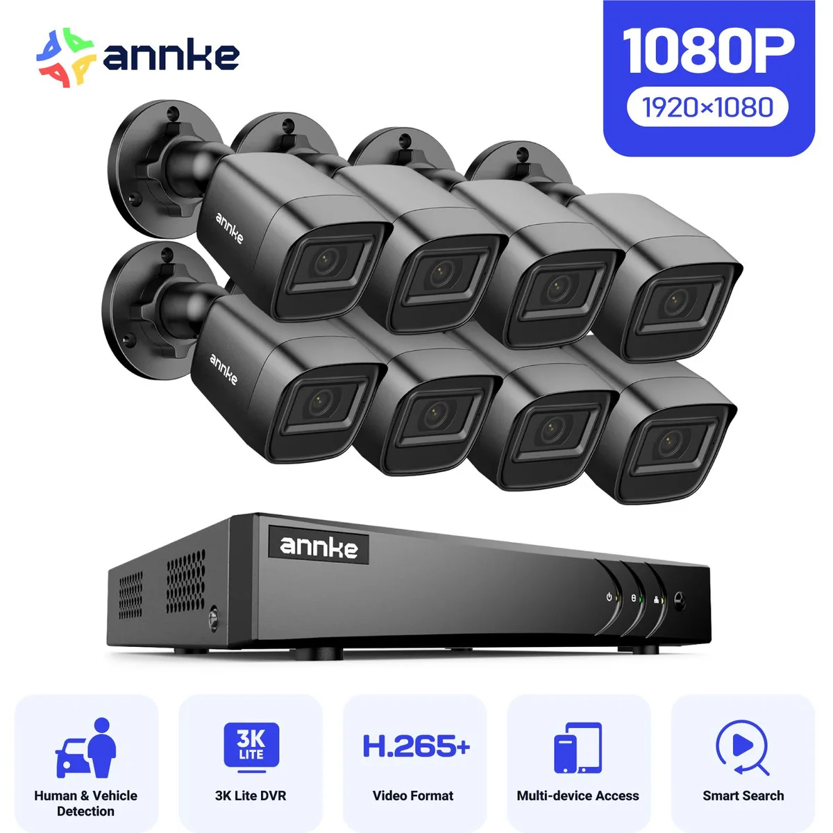 Annke Annke 2MP 8-Channel 3K Lite DVR Security System 8x 1080P IP67 3.6mm 0TB — product photo