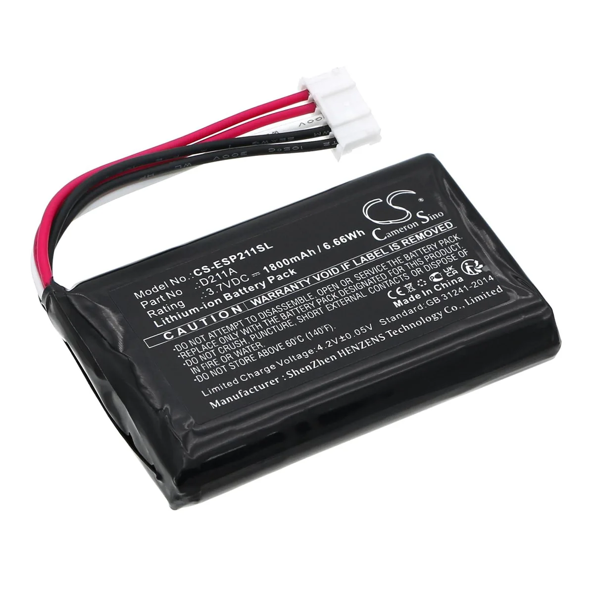 Rectangular lithium polymer battery with silver label and cable connector