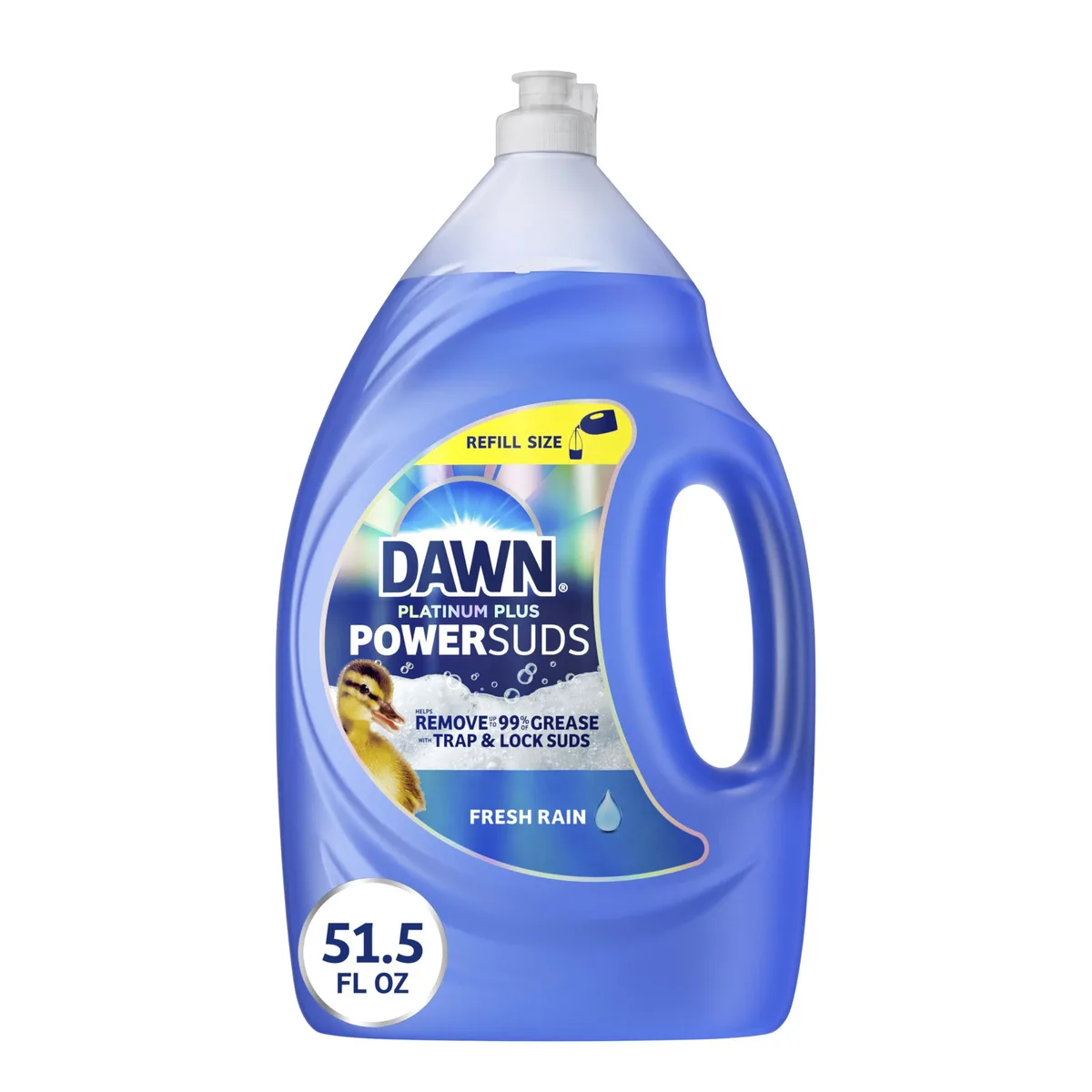 Large plastic jug of Dawn PowerSuds liquid dish soap, 51.5 oz refill