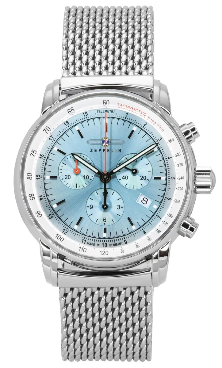 Graf Zeppelin Graf Zeppelin LZ14 Marine Chronograph Ice Blue Dial 8886M3 Watch — product photo