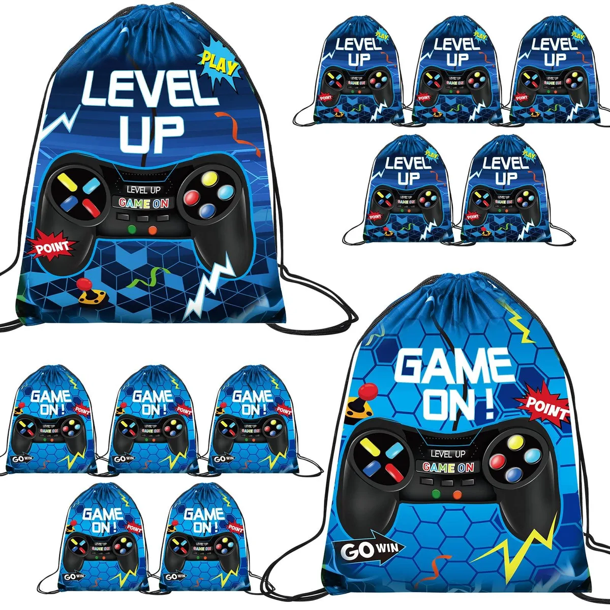  20 Pcs Video Game Party Favor Bags Drawstring Dress-Up (Blue, Fresh Style) — product photo