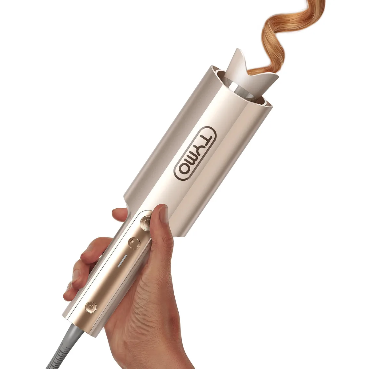 Gold automatic rotating curling iron with 1.5 inch ceramic barrel