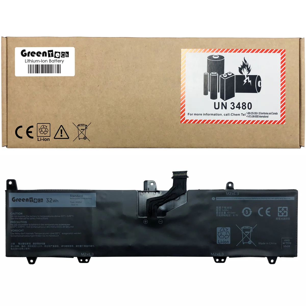 NShi NShi 0JV6J 7.6V 32WHR 2-cell laptop battery for Dell Inspiron 3162 3164 3168 3169 3179 3180 3185 — product photo