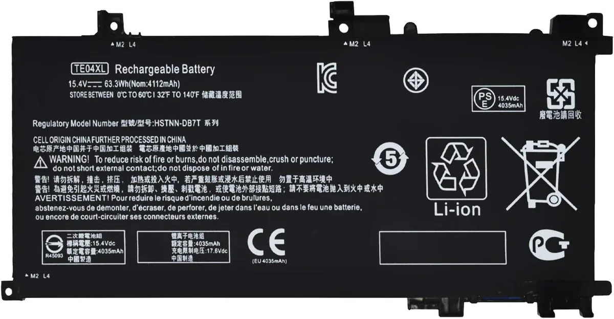 PISKEKAT PISKEKAT TE04XL laptop battery 15.4V 63.3Wh 4-cell for HP Omen 15-ax200 Pavilion 15-bc200 — product photo