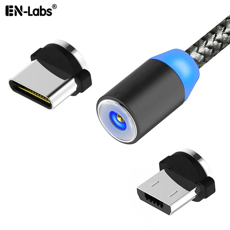 EN-Labs EN-Labs MGUSBPWUAC1M Magnetic USB-C &amp; Micro USB Cable 1m Black — product photo