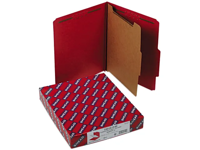 Smead Smead 13731 Pressboard Classification File Folder Letter 4-Section Bright Red 10/Box 23 pt — product photo