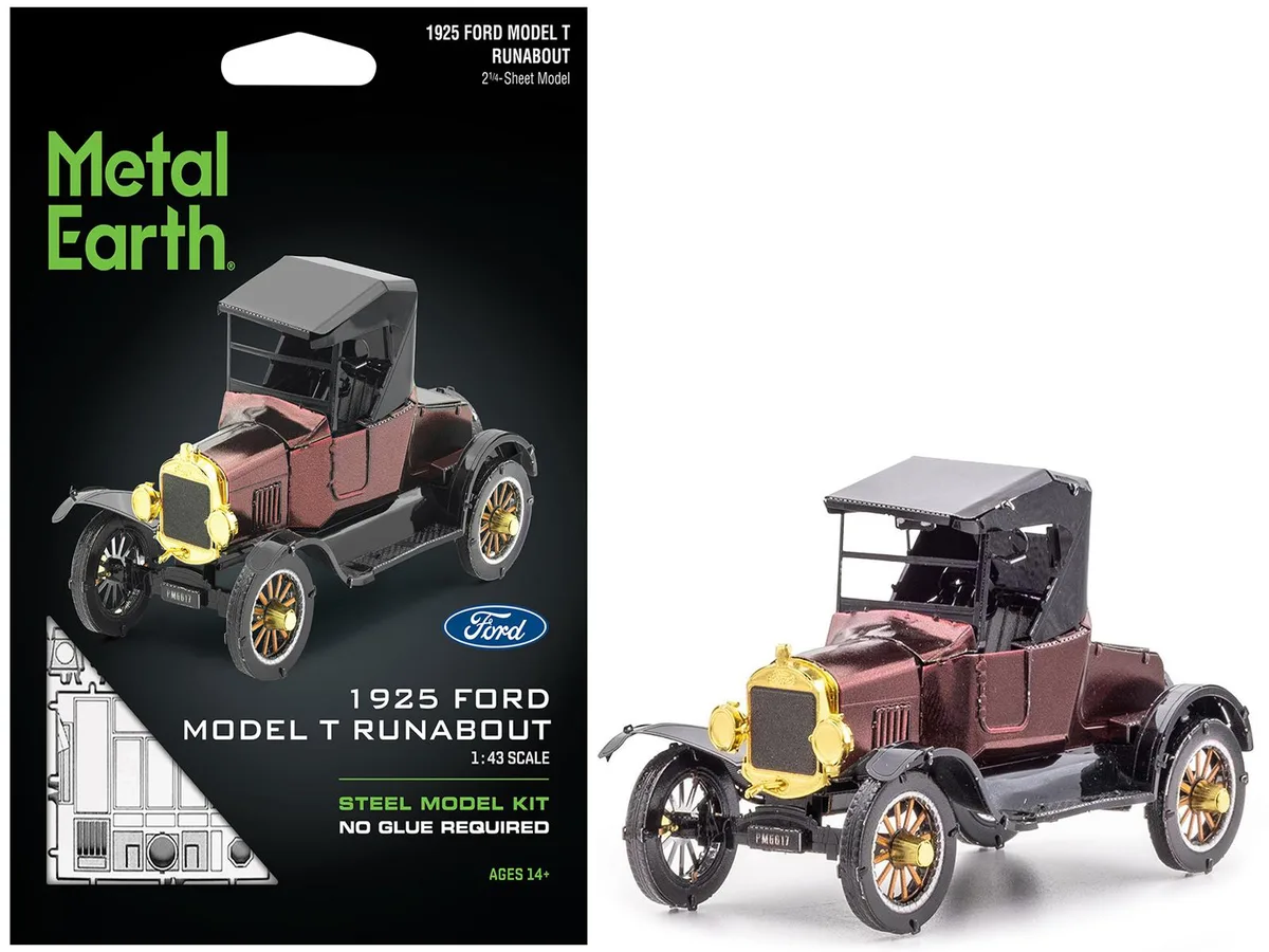 Metal Earth Metal Earth 1925 Ford Model T Runabout Dark Red Black Moderate Difficulty hobby collectible — product photo