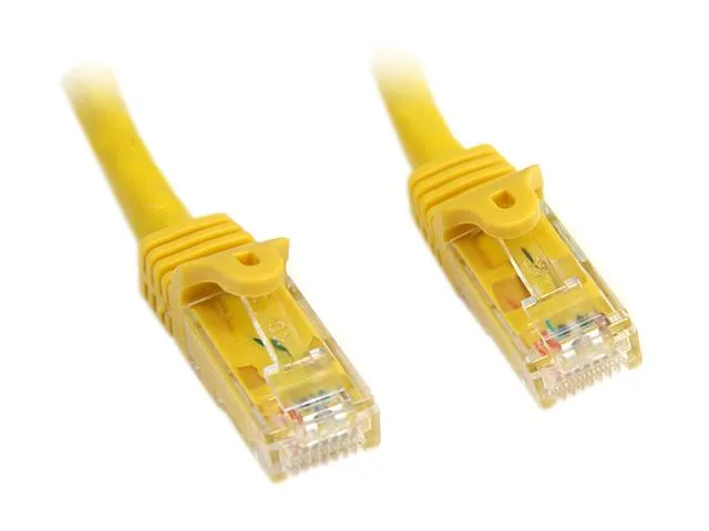 Yellow 7 ft Cat6 Ethernet cable with snagless RJ45 connectors and molded strain relief boots