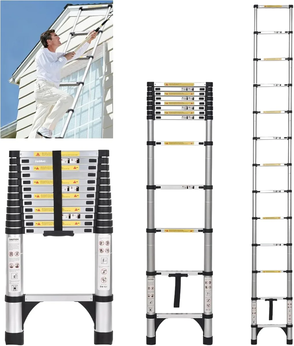 TAURKENAM TAURKENAM Telescoping Ladder 12.5 FT with 2 Triangle Stabilizers — product photo