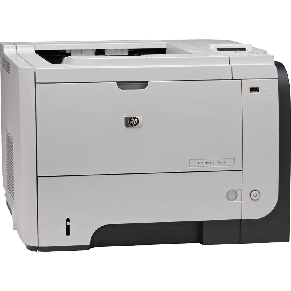 White rectangular office laser printer with front paper tray and control panel