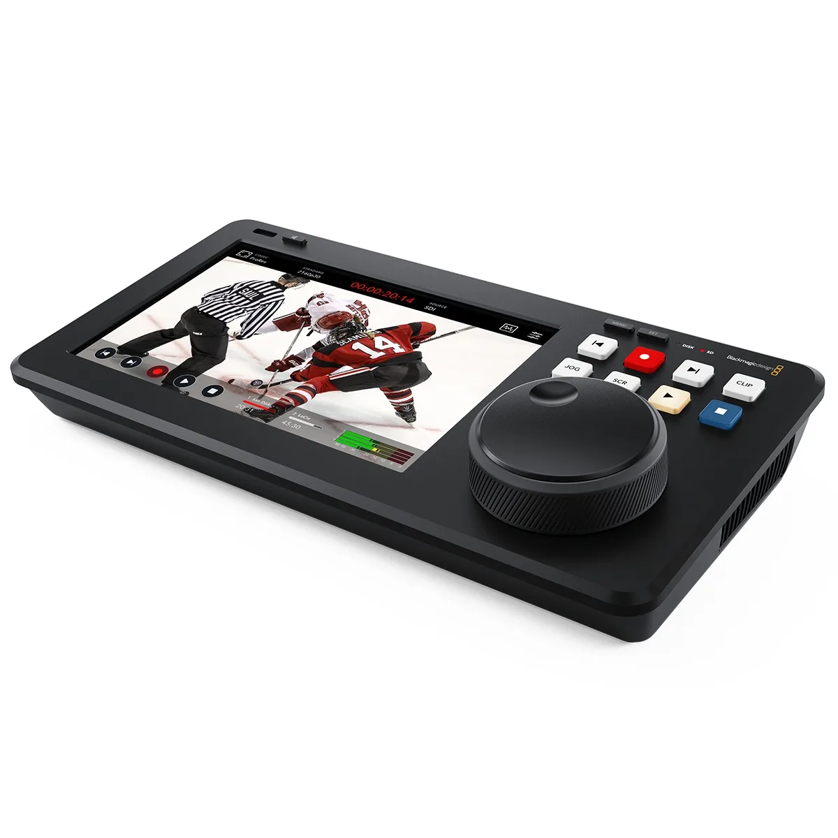 Blackmagic Design HyperDeck Shuttle 4K Pro desktop recorder with 7-inch touchscreen and large search dial