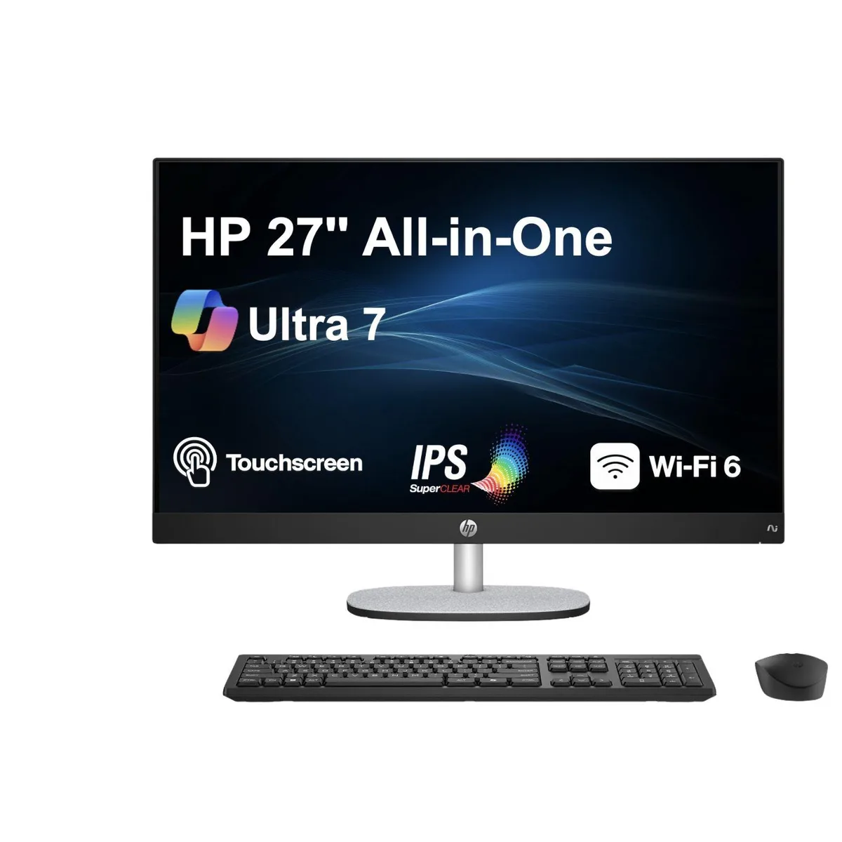 HP HP 27 AIO Desktop Intel Ultra 7-255U 32GB 1TB SSD 27" FHD Touch Black — product photo
