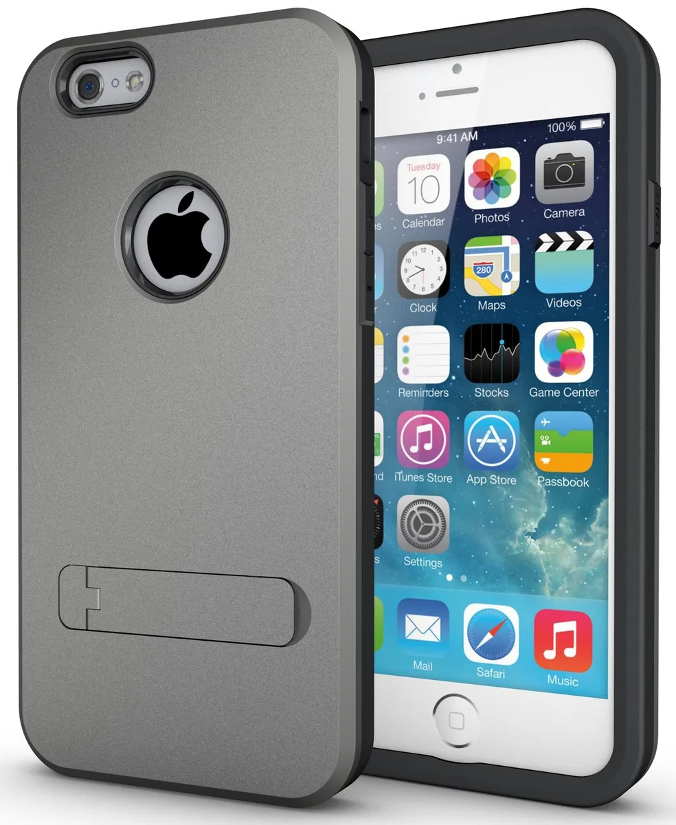 Nakedcellphone Nakedcellphone Tough-Shield Hybrid Case with Stand Gray for iPhone 6/6s 4.7 — product photo