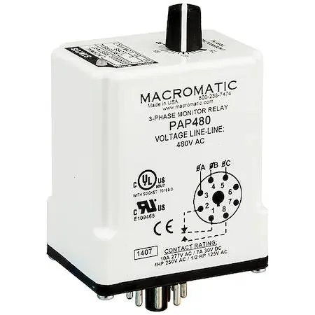 Macromatic Macromatic PAP480 Phase Monitor Relay 480VAC SPDT 8 Pin — product photo