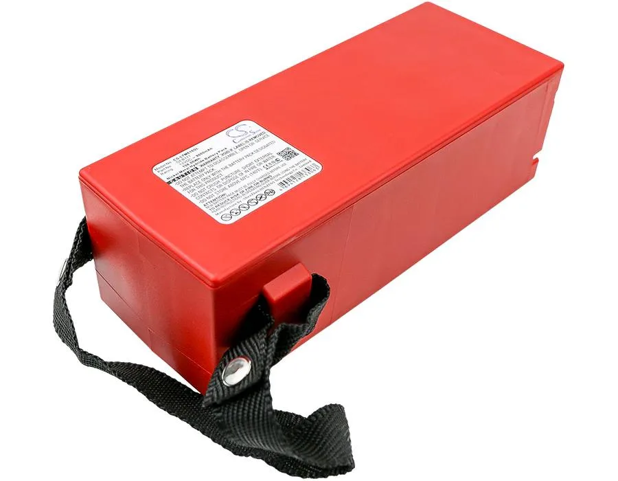 Rectangular black battery pack with label and connector