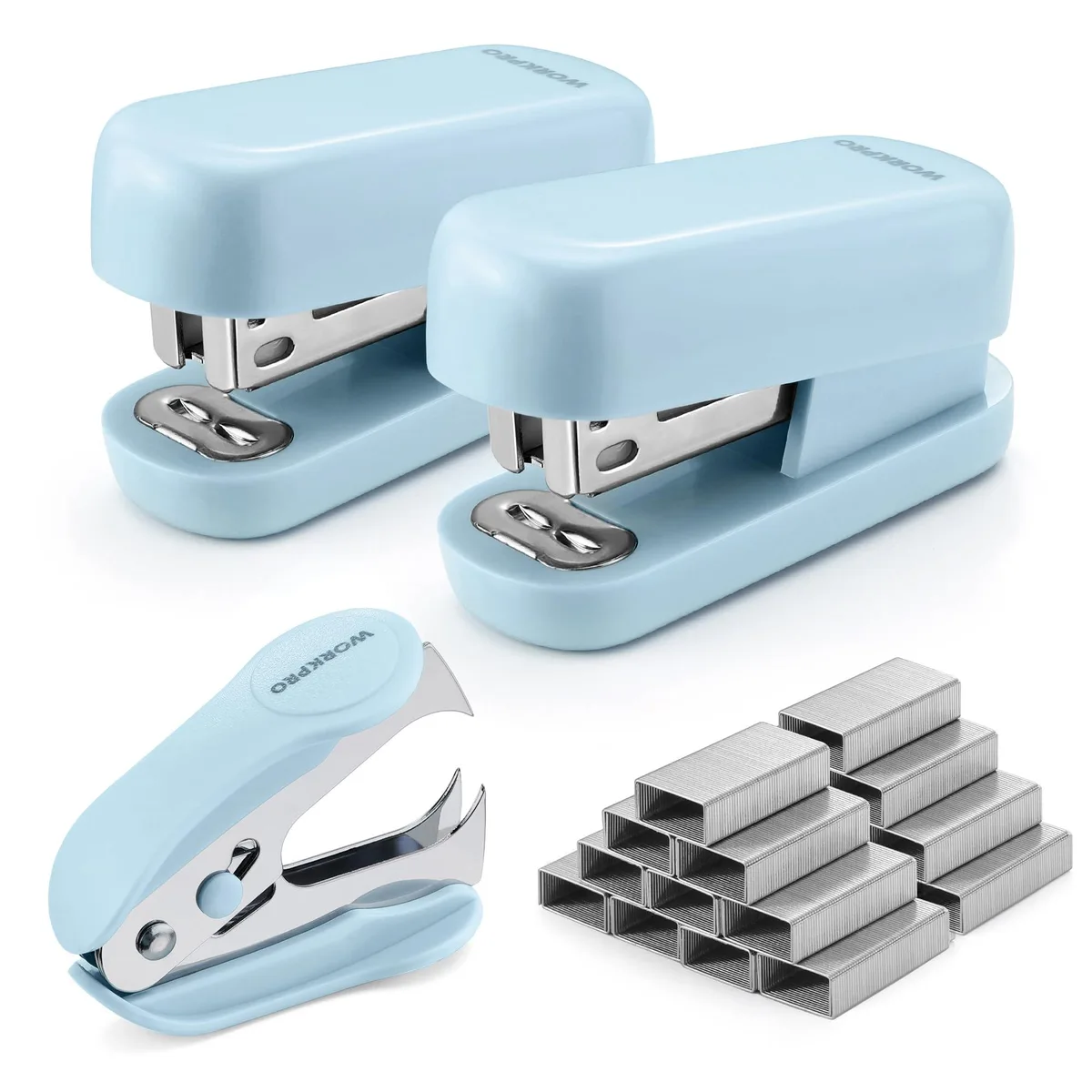 Blue mini stapler with staple remover and 2000 staples