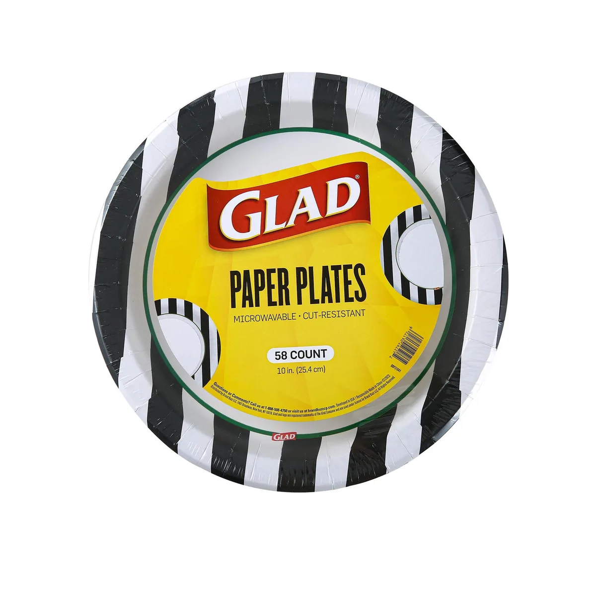 White rectangular plastic plate with black-and-white referee football print, 10 inch, pack of 30