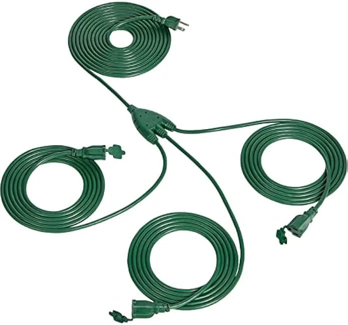 TAURKENAM TAURKENAM 45FT 1-to-3 Outdoor Extension Cord 16/3C 13A Green — product photo