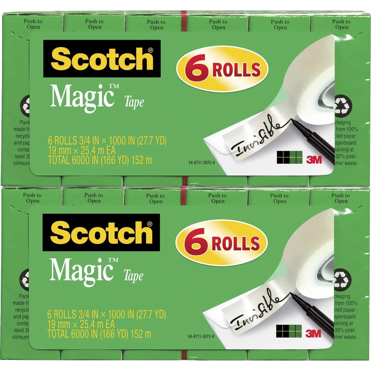 3M 3M 810K6BD Invisible Magic Tape 12 rolls .75" 83.33 ft — product photo
