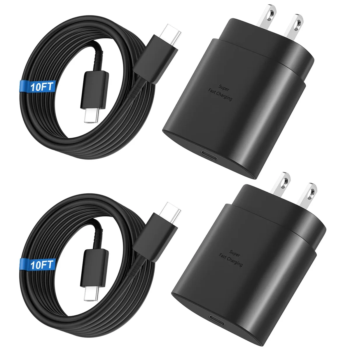Audiovox - Generic Audiovox - Generic USB charger 25 W 10 ft cable 2 pack black — product photo