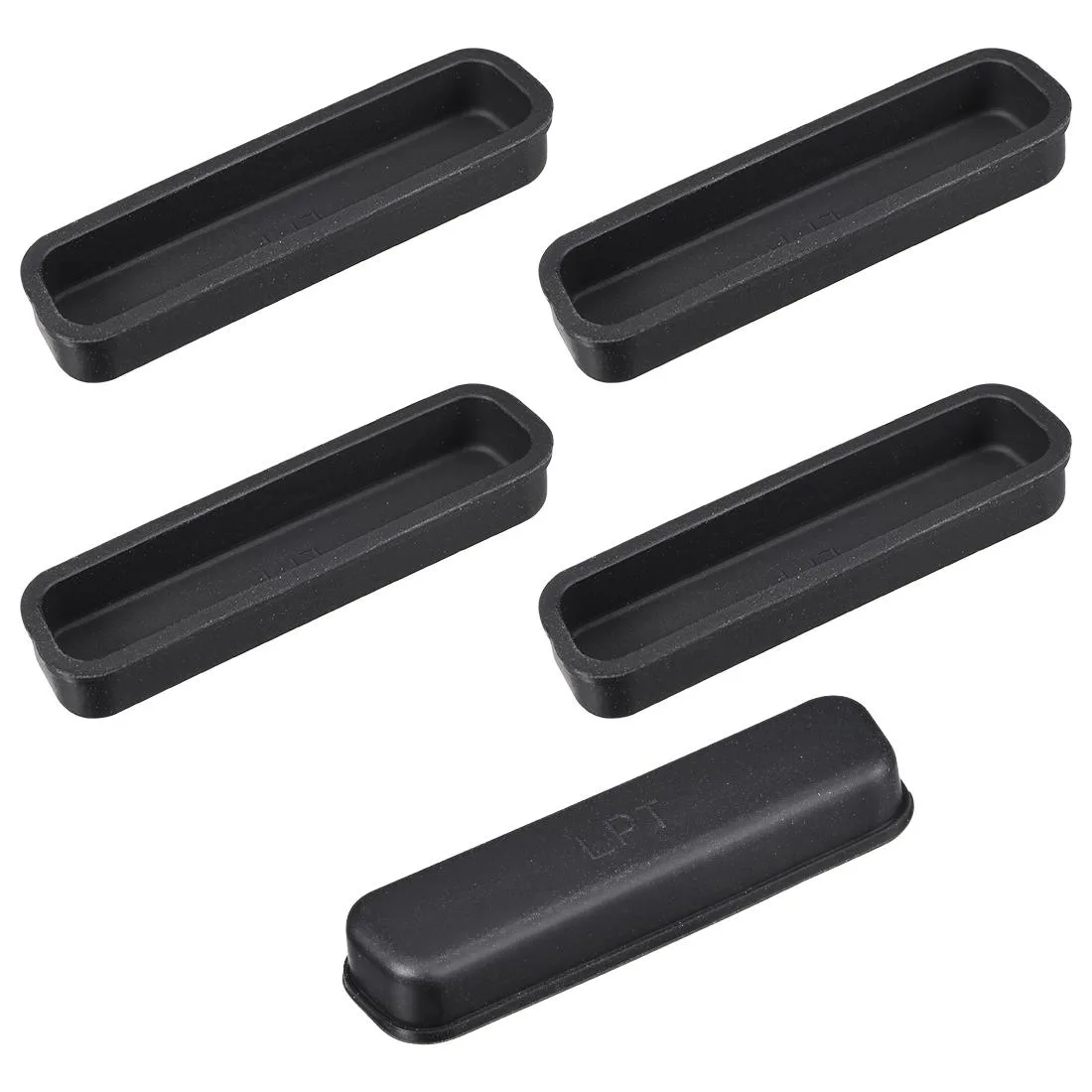 Five black silicone caps for 25-pin DB-25 ports