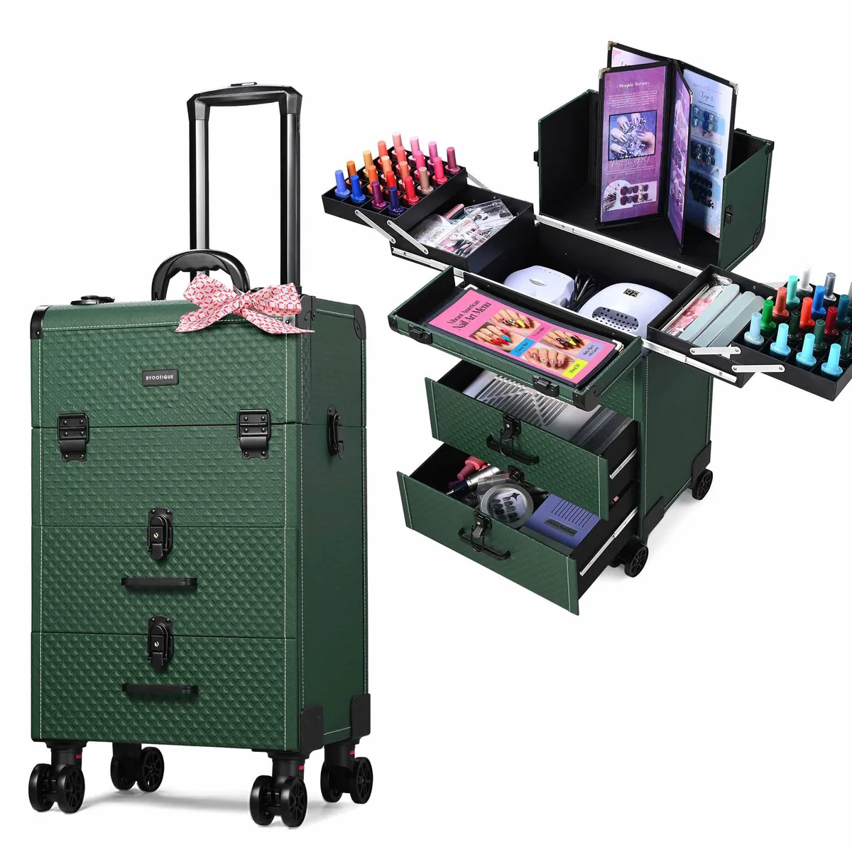 Byootique Byootique BM_12MKC059-LDWR-RL-04 Rolling Nail Case 2 Drawer 4 Swatch Cover accessory — product photo