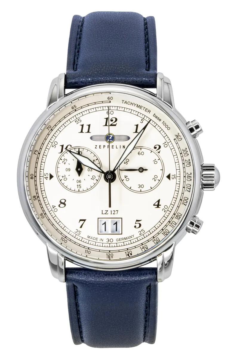 Graf Zeppelin Graf Zeppelin LZ127 Chronograph 86841 Beige Dial Vegan Leather Watch — product photo