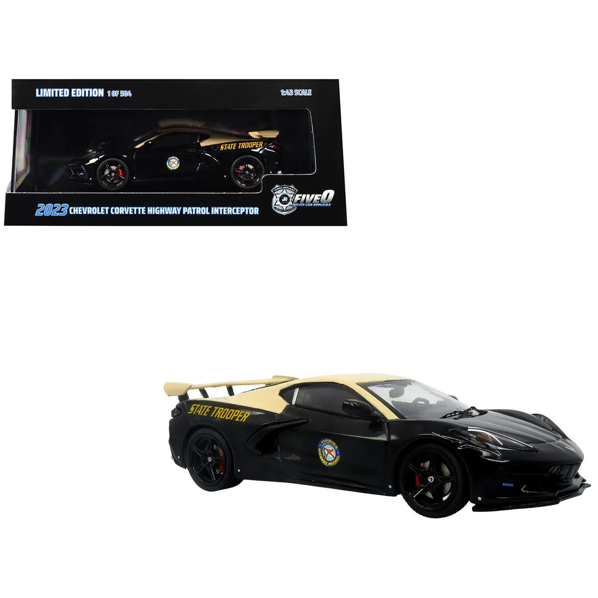 Iconic Replicas Iconic Replicas 2023 Chevrolet Corvette C8 Stingray Police FHP 1/43 Diecast — product photo
