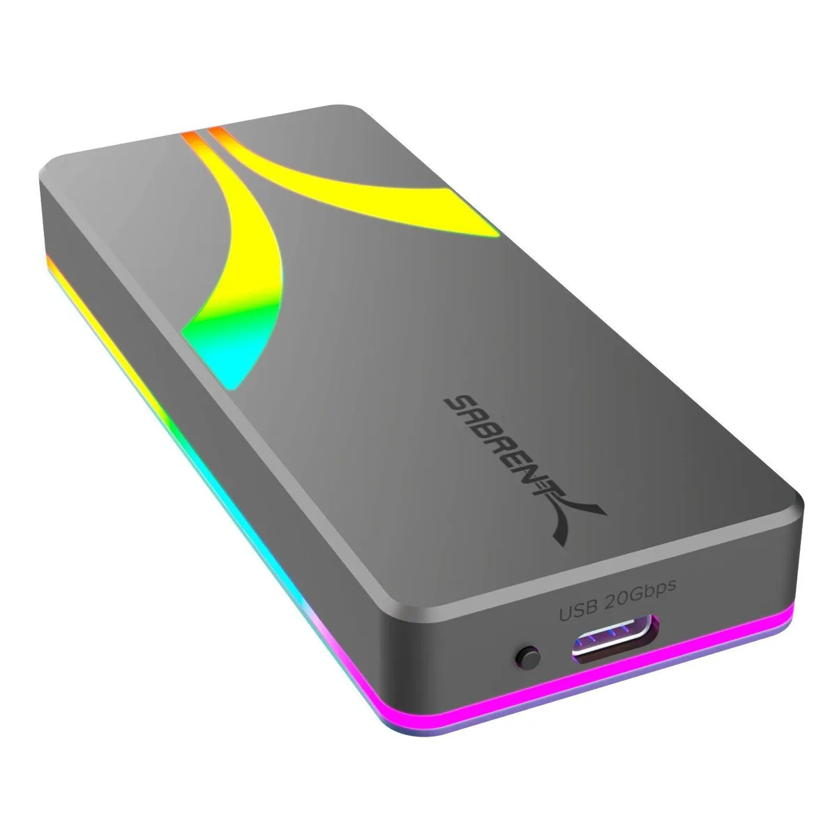 Sabrent Sabrent Rocket RGB USB-C 20Gbps M.2 SATA/NVMe Enclosure EC-RGBG 5-Pack Multi-Colour — product photo