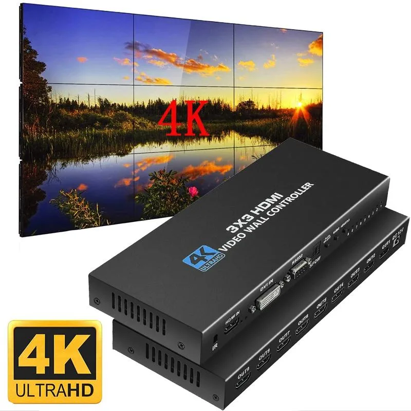 LUOM LUOM OZJP2 3x3 HDMI Video Wall Controller 9 Outputs 1080P@60Hz RS232 180° Rotation 13 Modes — product photo