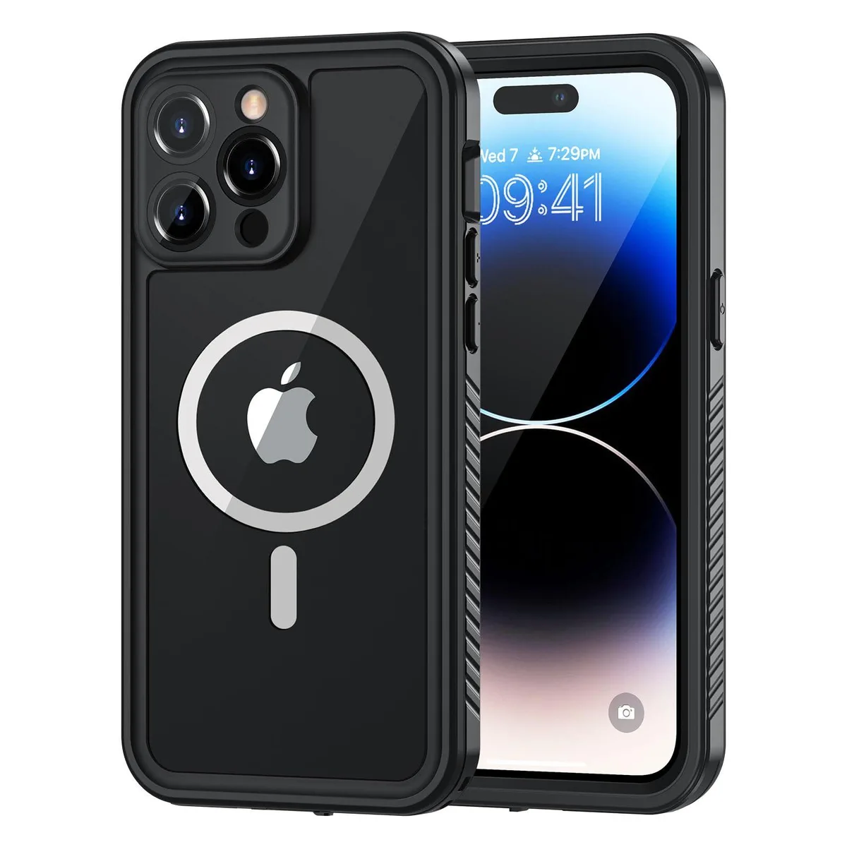 Lanhiem Waterproof Case for iPhone 14 Pro Max 6.7 inch Black-Magnetic — product photo
