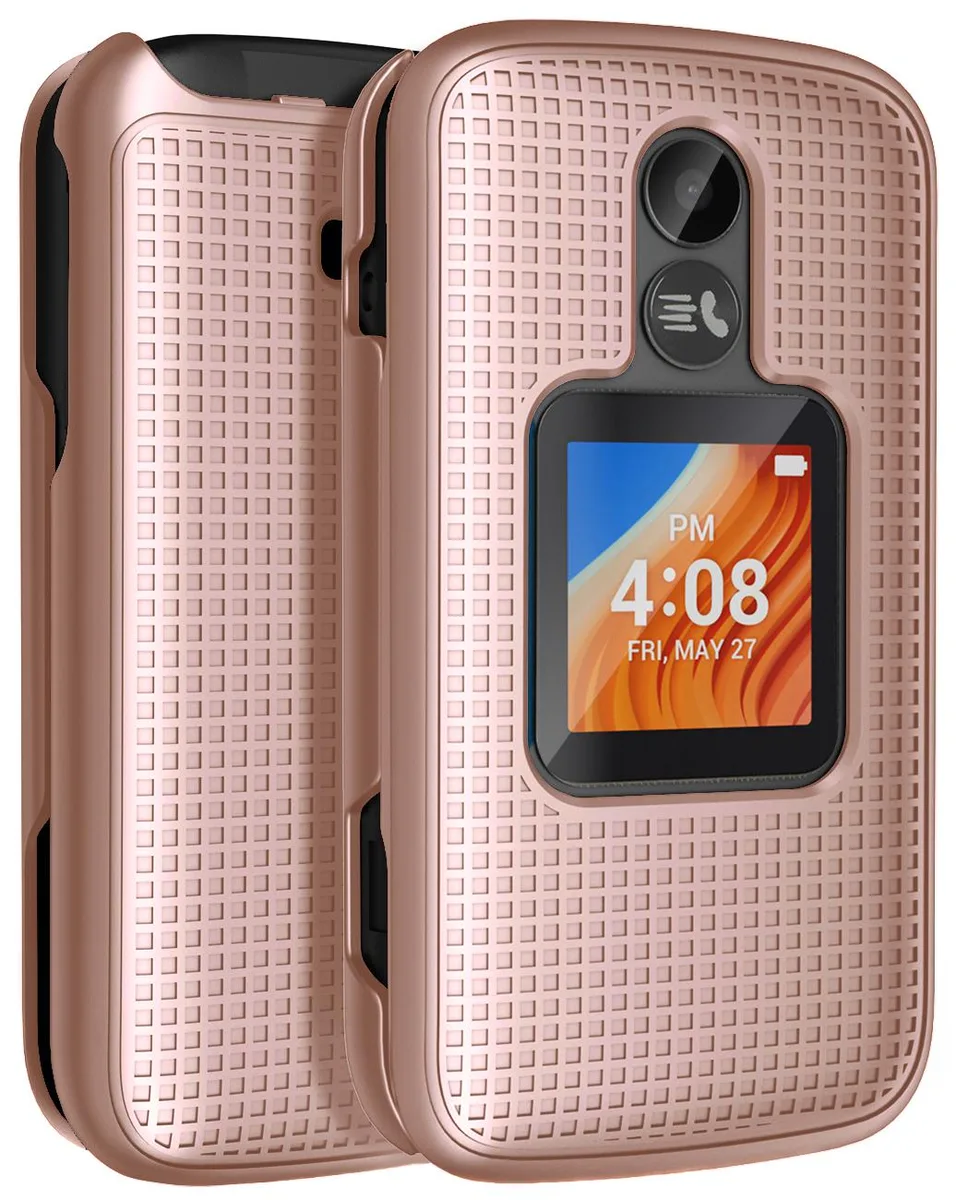 Nakedcellphone Nakedcellphone Grid Textured Slim Hard Case Rose Gold for Alcatel TCL Flip 2 (T408DL) — product photo