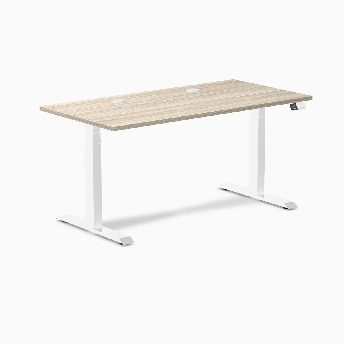 Desky Desky Dual Laminate Sit Stand Desk Classic Oak White 59.1 x 29.5 in — product photo