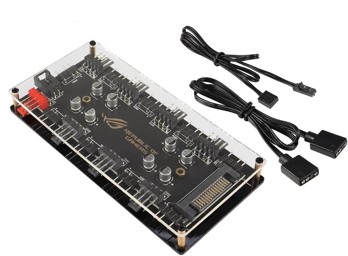 Vszerda Vszerda ARGB PWM 2-in-1 8 Way Hub SATA Power internal power cable — product photo