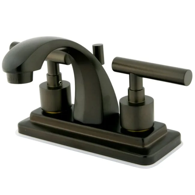 Polished brass single-handle tub and shower faucet with curved spout and round shower head
