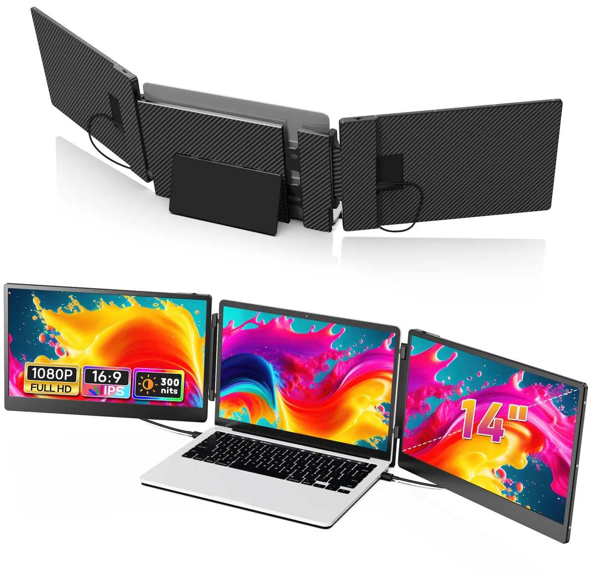 Laptomo Laptomo 14" Triple Portable Monitor 1080p IPS HDMI USB-C — product photo