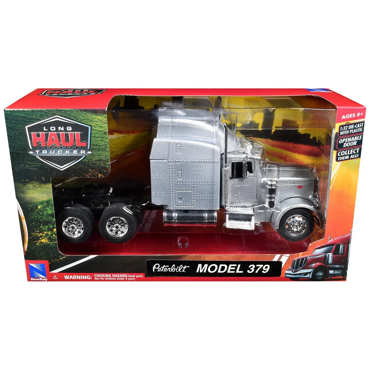 New Ray Toys New Ray Toys Peterbilt 379 1/32 Diecast Truck Silver Metallic — product photo