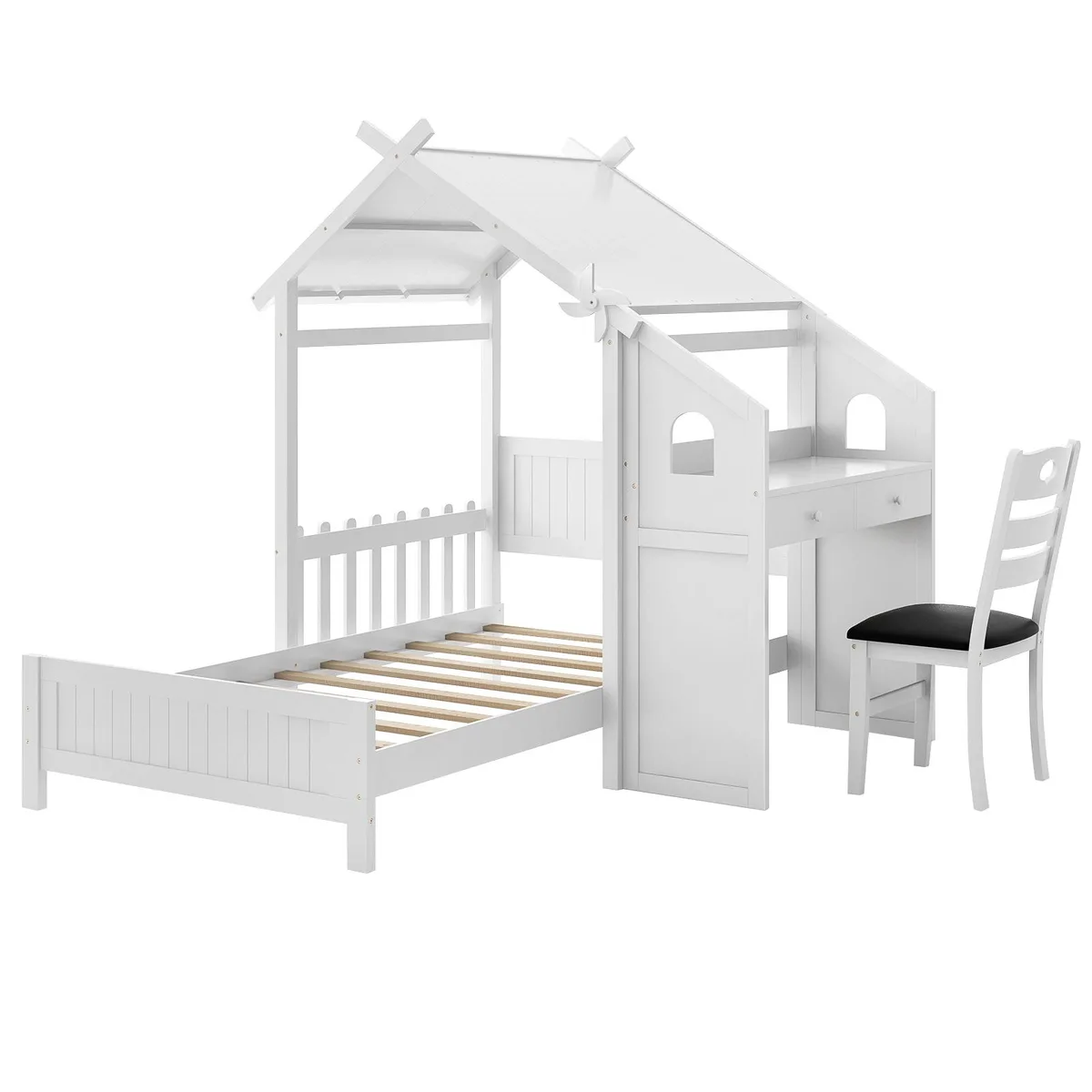 SlickBlue SlickBlue Twin House Bed with 2 Drawers and Windmill White — product photo