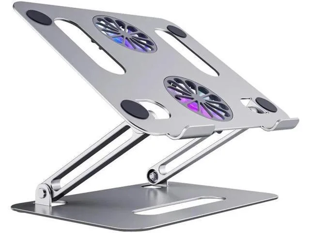 LORDWORLD LORDWORLD Aluminum Adjustable Laptop Stand with 2 Fans 11-17.3 Inches Silver — product photo
