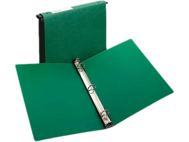 Green poly ring binder with retractable hanging hooks