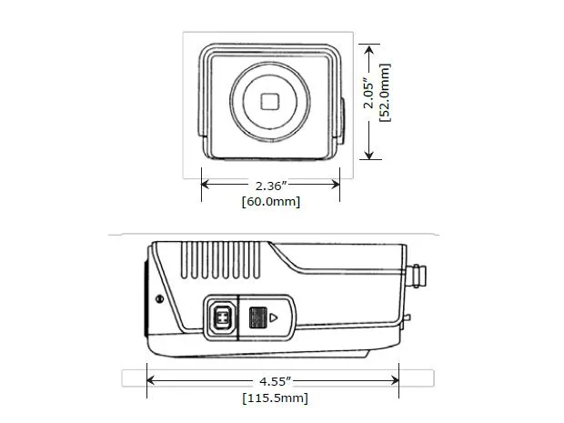 Bluecctv LT-B270DW box camera, silver metal body, C/CS lens mount, rear BNC and power terminals