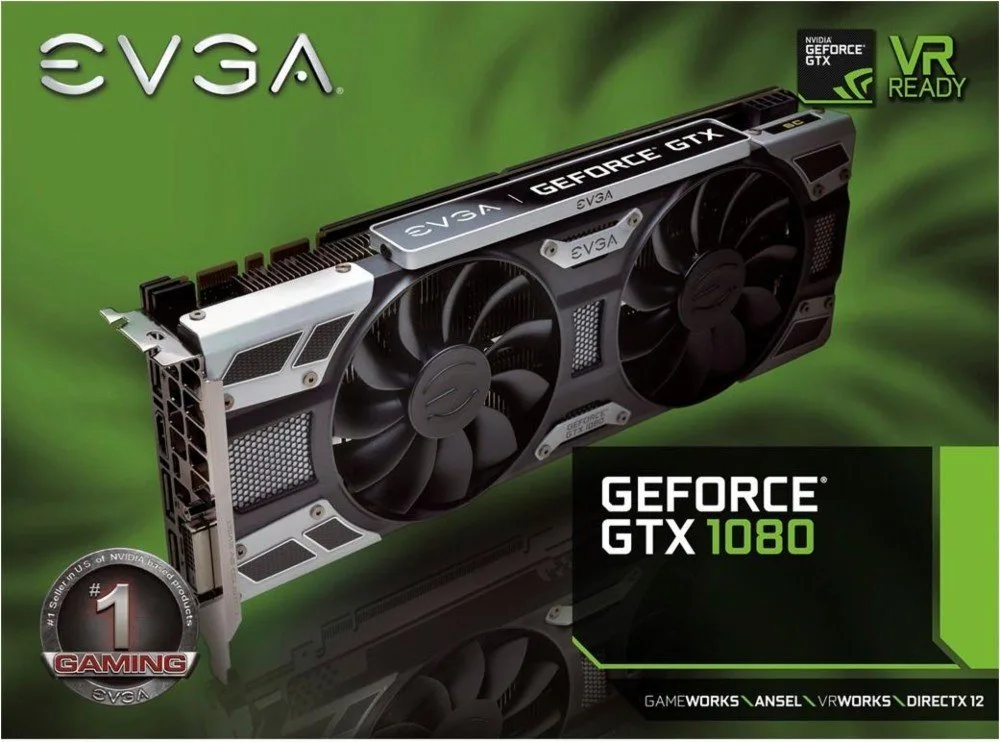 EVGA EVGA GeForce GTX 1080 8GB GDDR5X graphics card - Black/silver — product photo