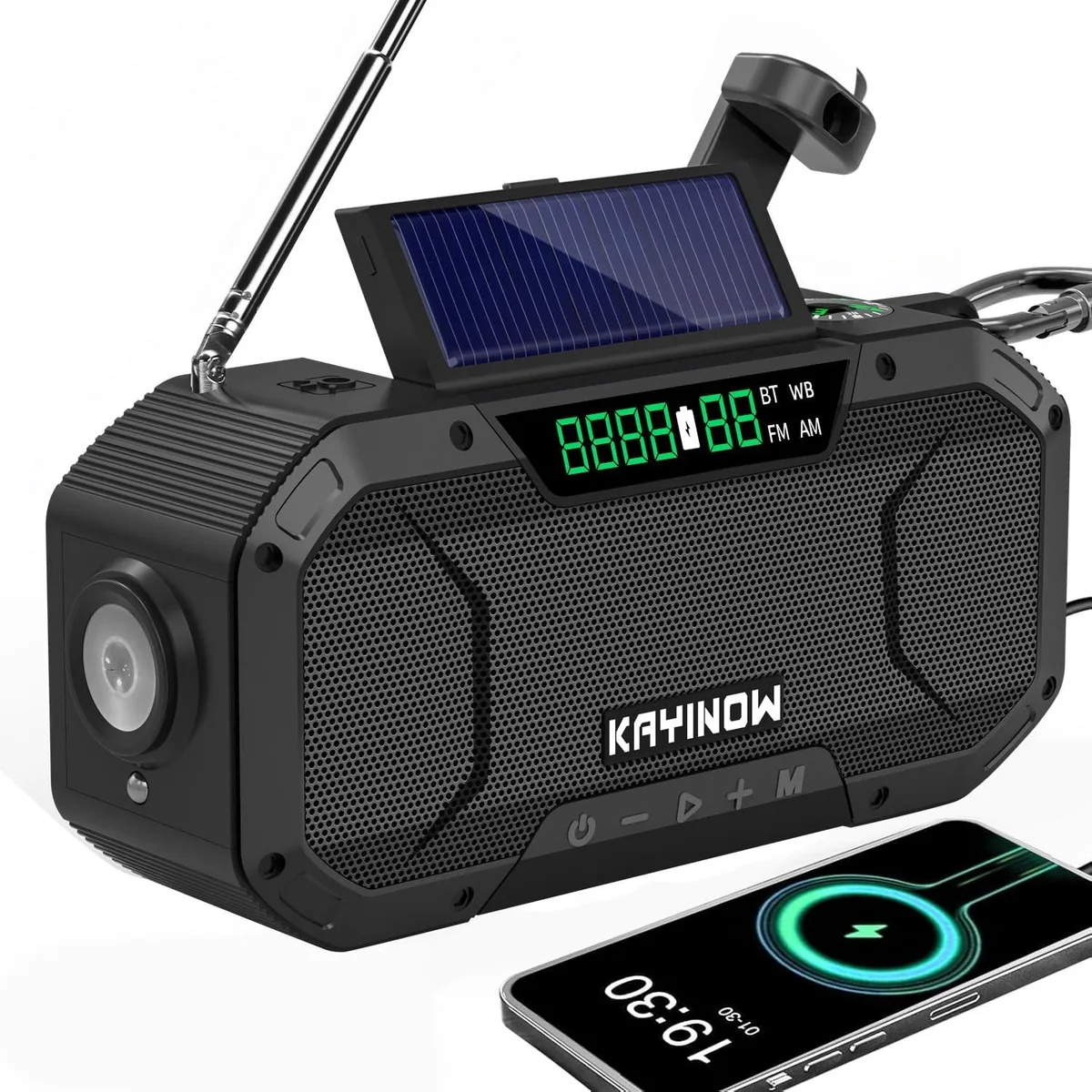 KAYINOW KAYINOW 2 in 1 accessory solar hand crank emergency radio 5000mAh 18500mWh — product photo