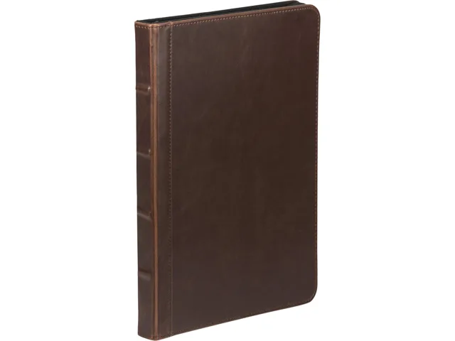 Brown zip padfolio with vintage textured finish