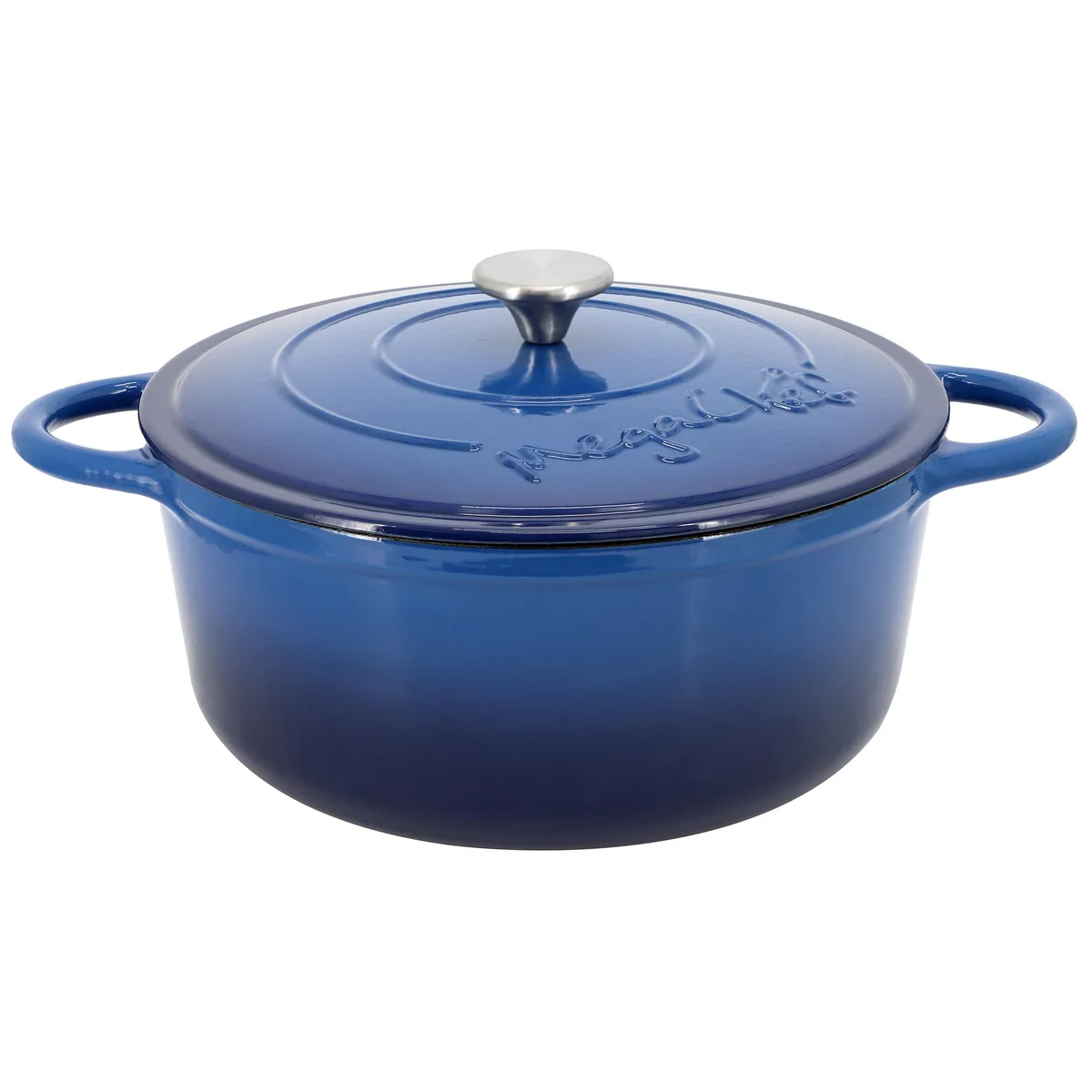 MegaChef MegaChef 510122262M 6.35 Quart Cast Iron Dutch Oven Dark Blue — product photo