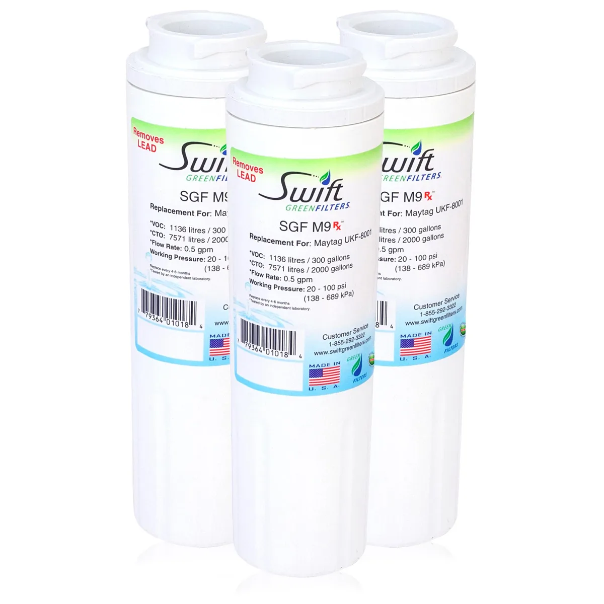 Swift Green Swift Green SGF-M9 Rx refrigerator water filtration (3 pack) — product photo