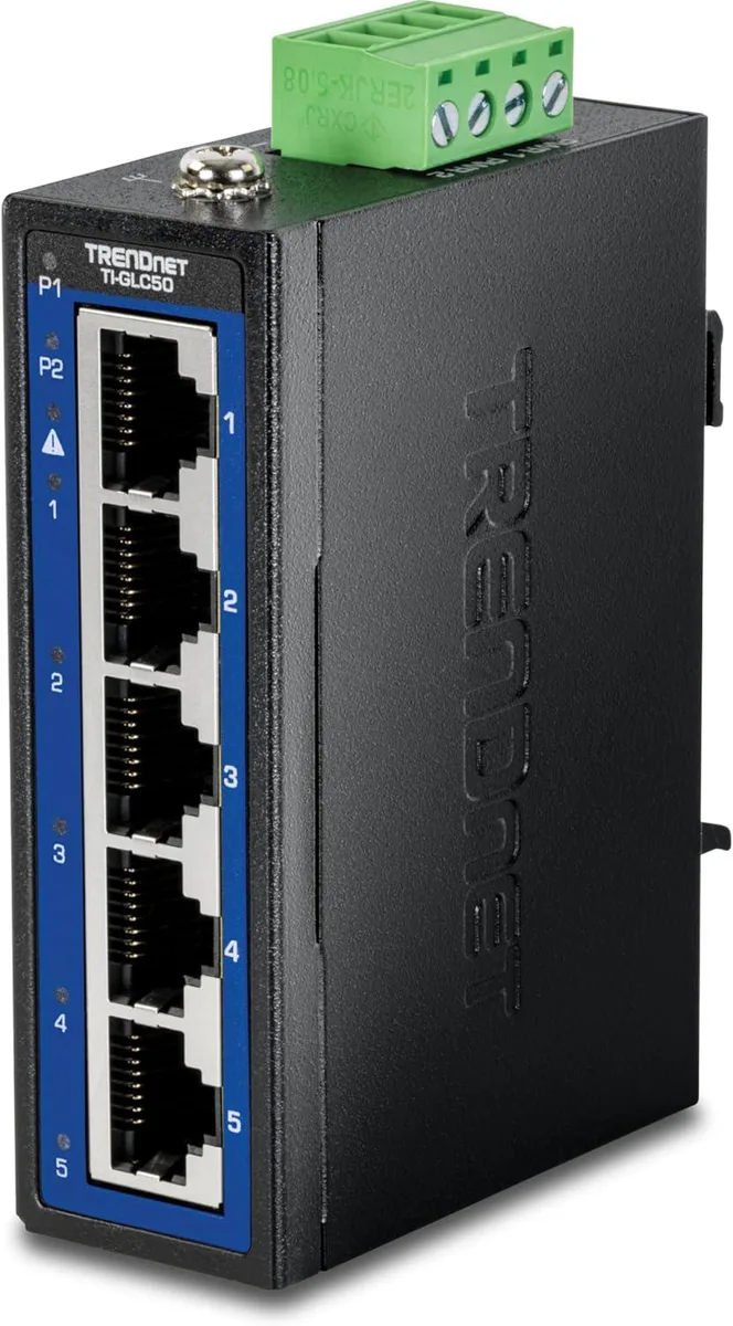 TRENDnet TRENDnet TI-GLC50 5-Port Industrial Gigabit DIN-Rail Switch — product photo