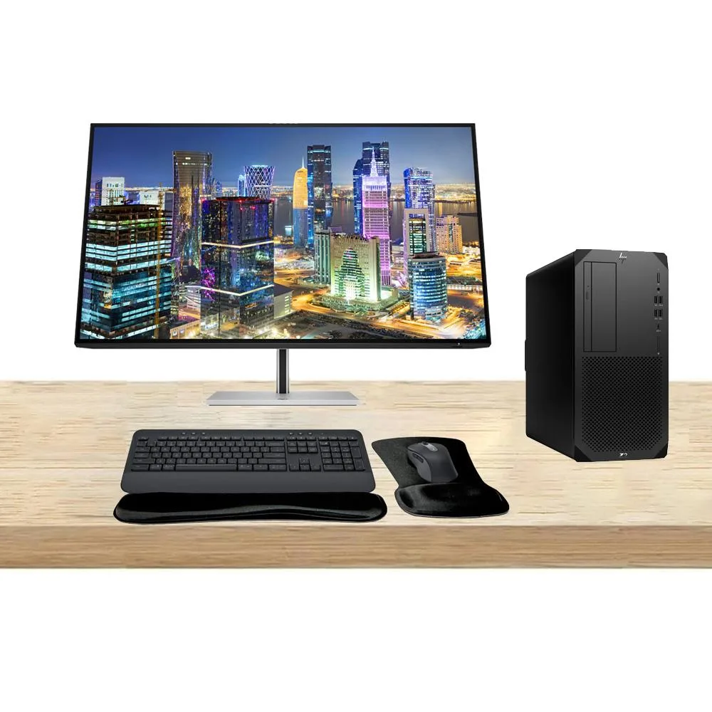 HP HP Z2 G9 Tower i7-14700 16GB DDR4 512GB SSD Win11 Pro T1000 8GB 32" 4K Monitor MK650 T2U Plus WiFi — product photo